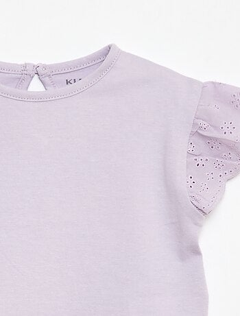 T-shirt broderie anglaise en jersey coton uni