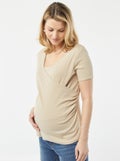 T-shirt cache-cœur d'allaitement BEIGE - Kiabi