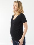 T-shirt cache-cœur d'allaitement noir - Kiabi