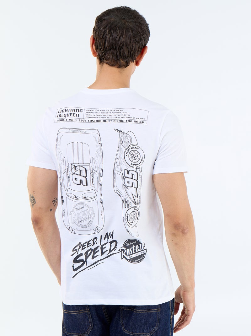 T-shirt 'Cars' 'Disney' 'Pixar' voor- en achterkant Wit - Kiabi