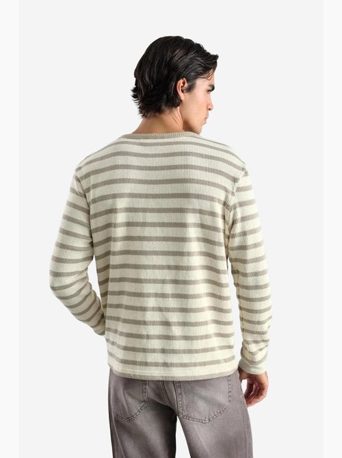 T-shirt col boutonné manches longues rayé giesto - Kiabi