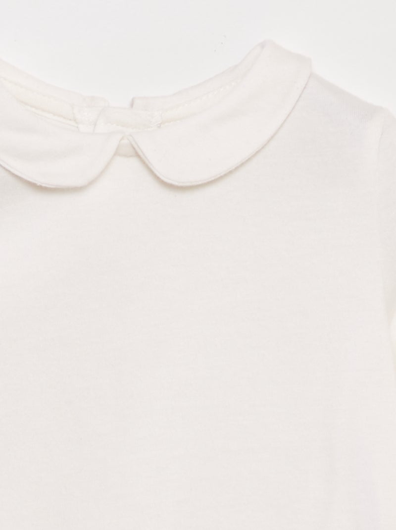 T-shirt col claudine écru - Kiabi