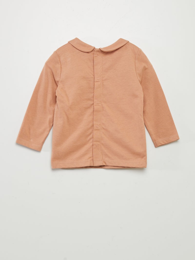 T-shirt col claudine Rose - Kiabi