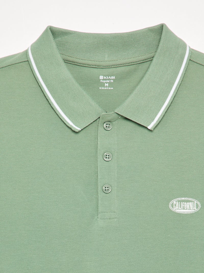 T-shirt col polo homme en maille piquée uni Vert - Kiabi