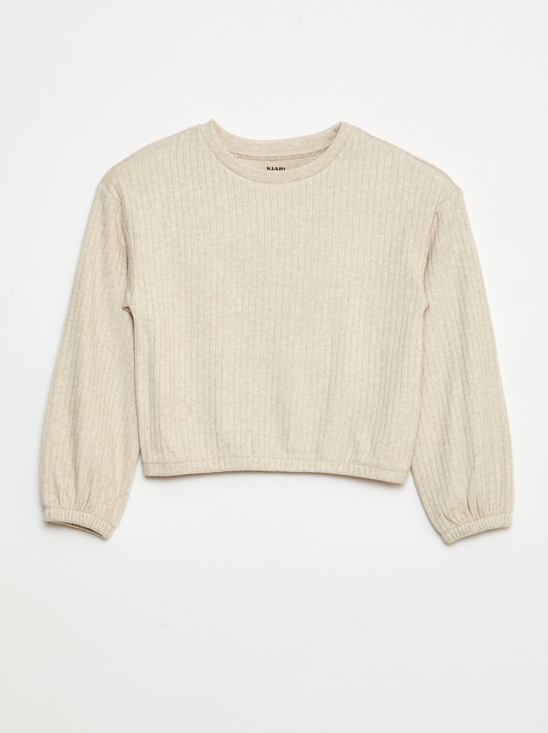 T-shirt col rond Beige - Kiabi
