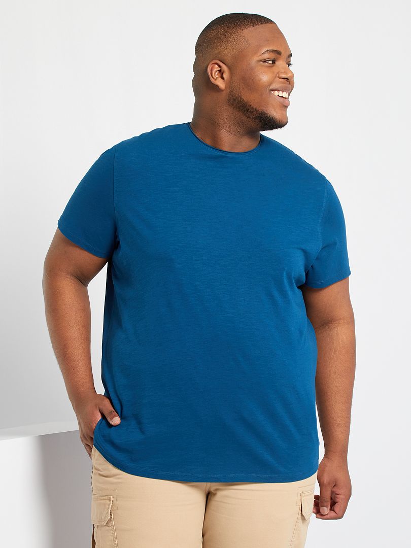 T-shirt col rond bleu canard - Kiabi
