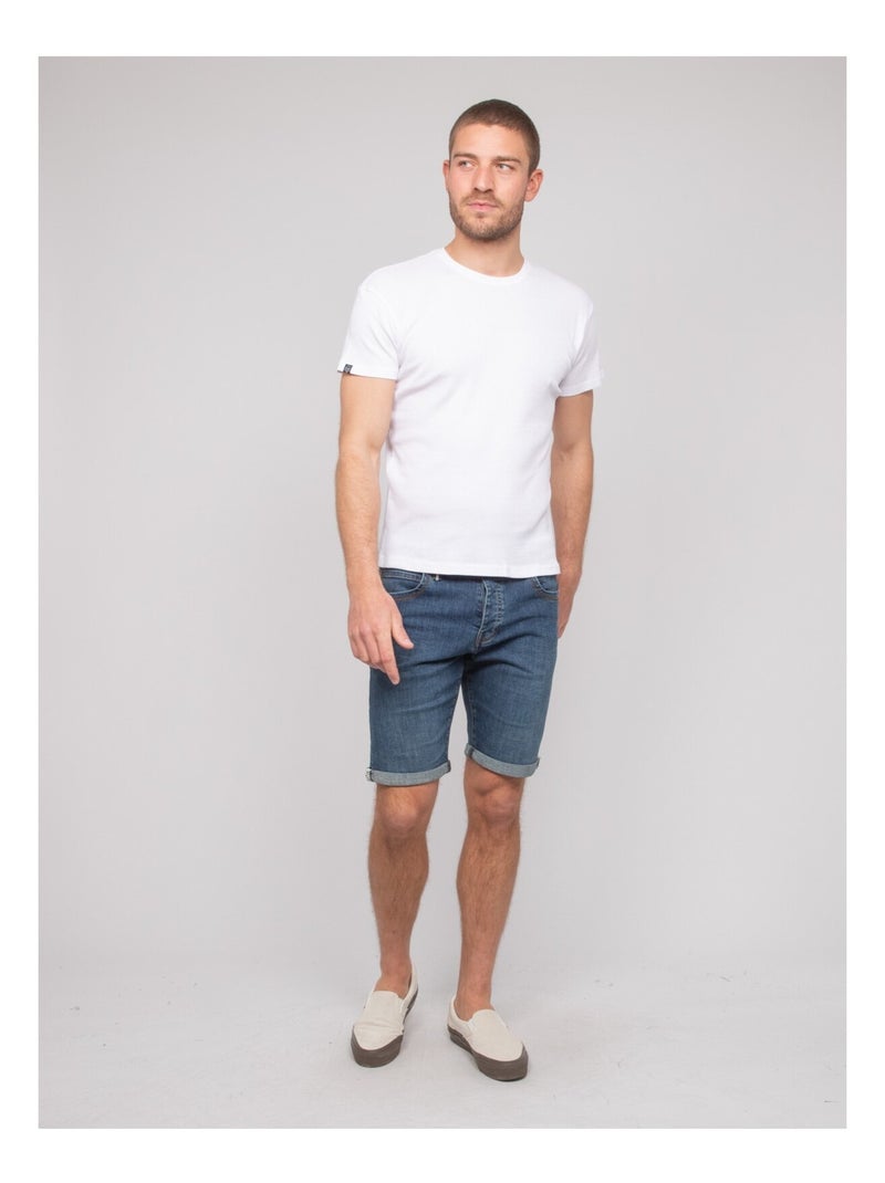 T shirt col rond coton cotelé walter Blanc - Kiabi
