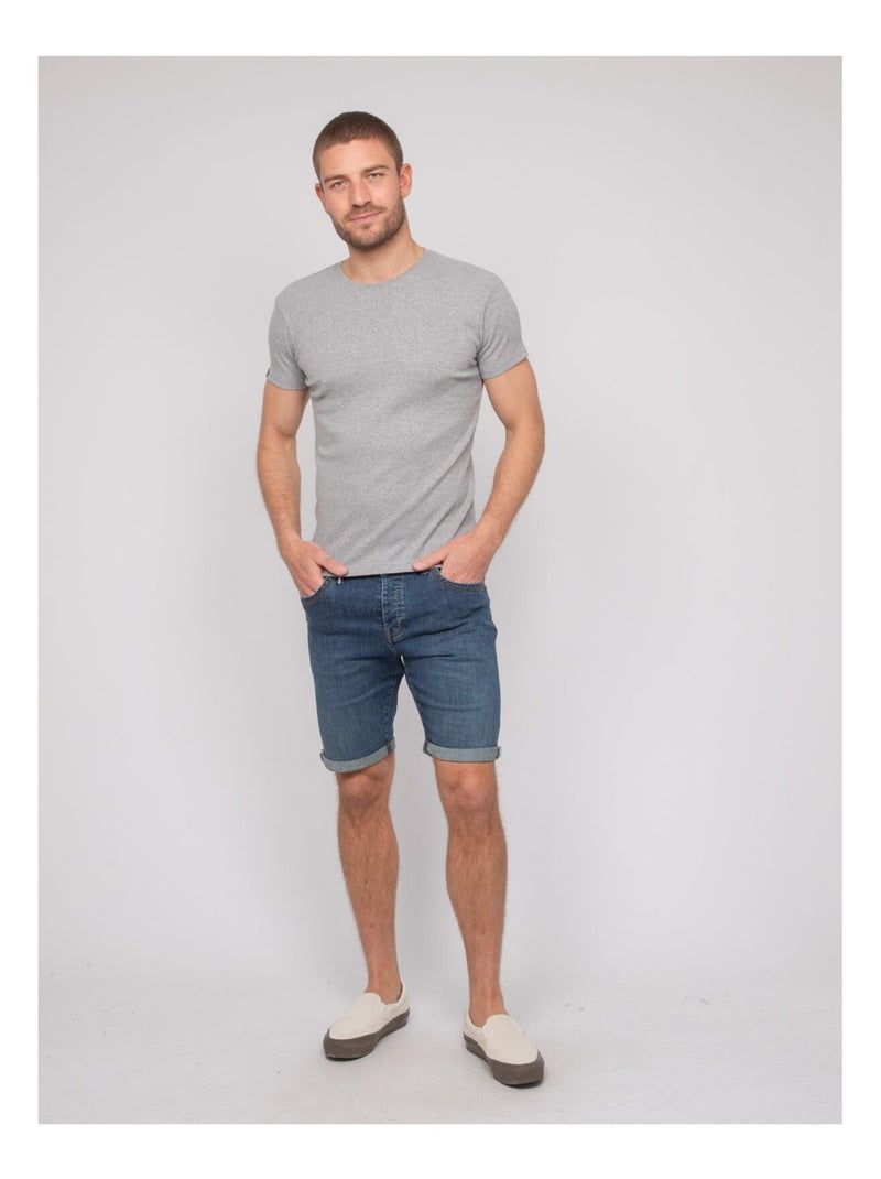 T shirt col rond coton cotelé walter Gris - Kiabi