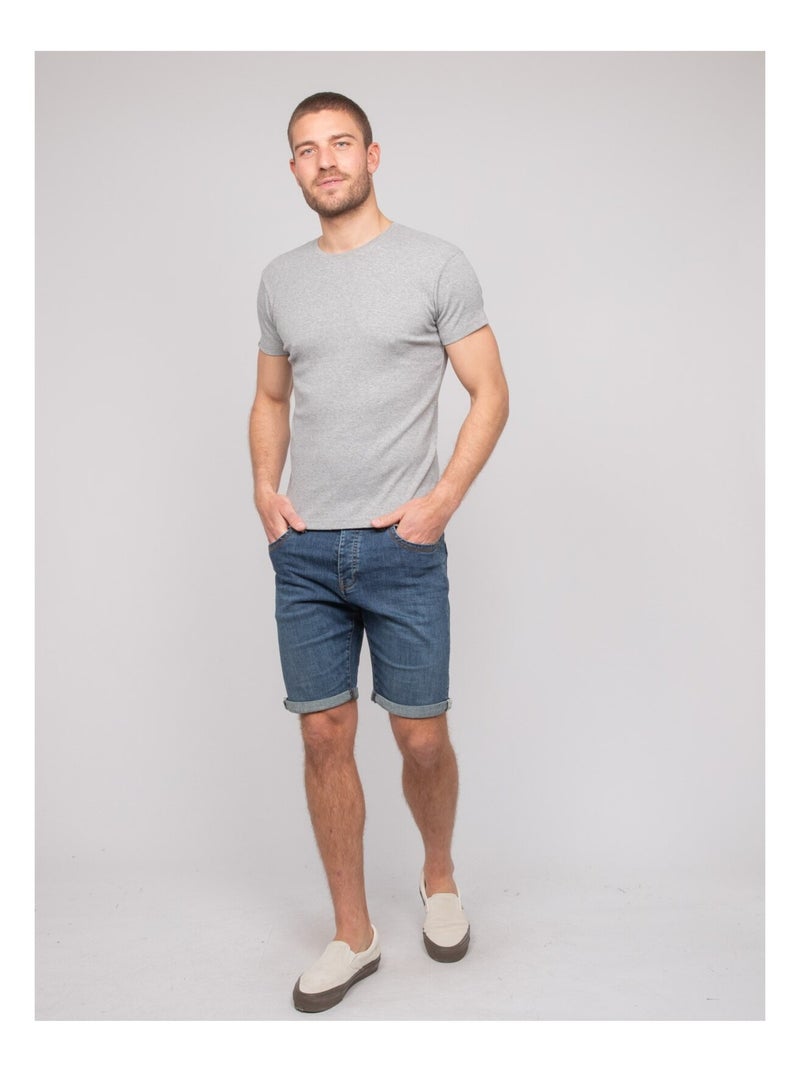 T shirt col rond coton cotelé walter Gris - Kiabi