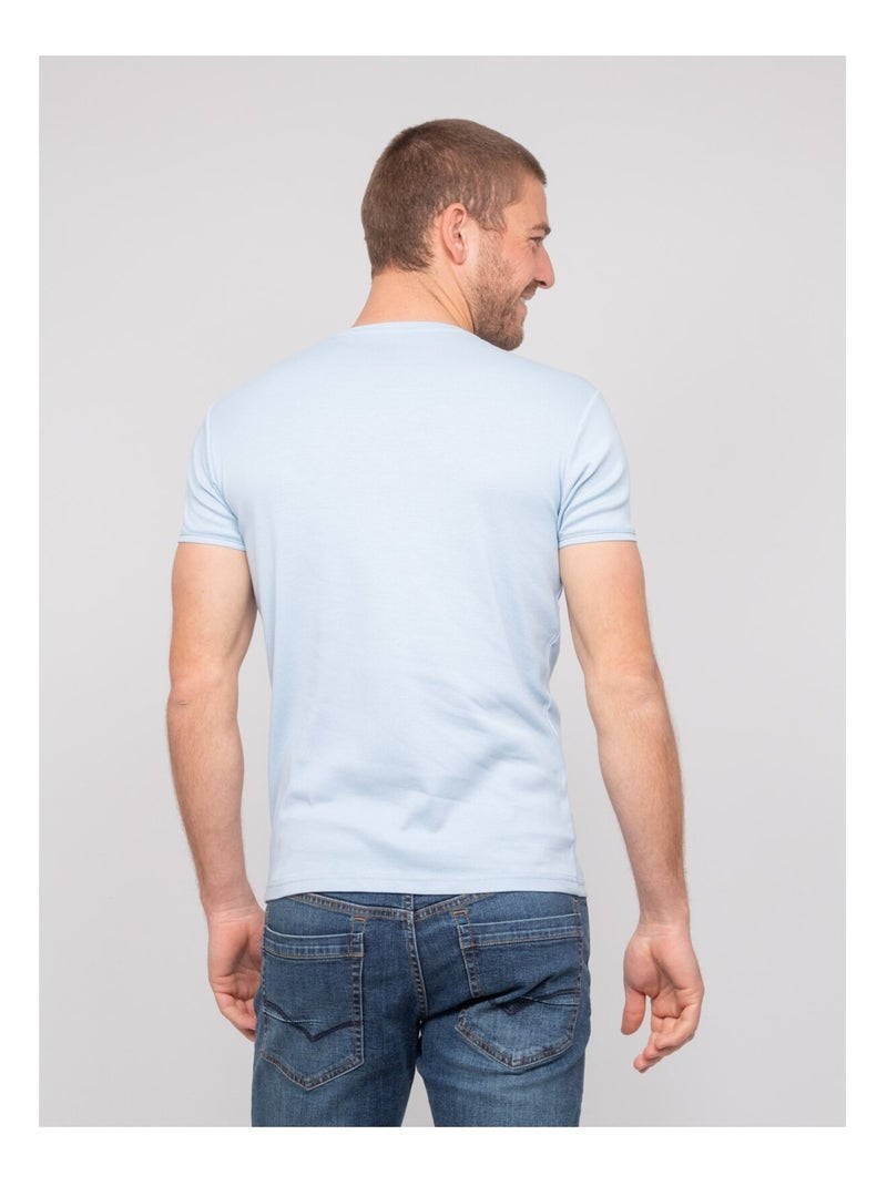 T shirt col rond coton warlof Bleu ciel - Kiabi