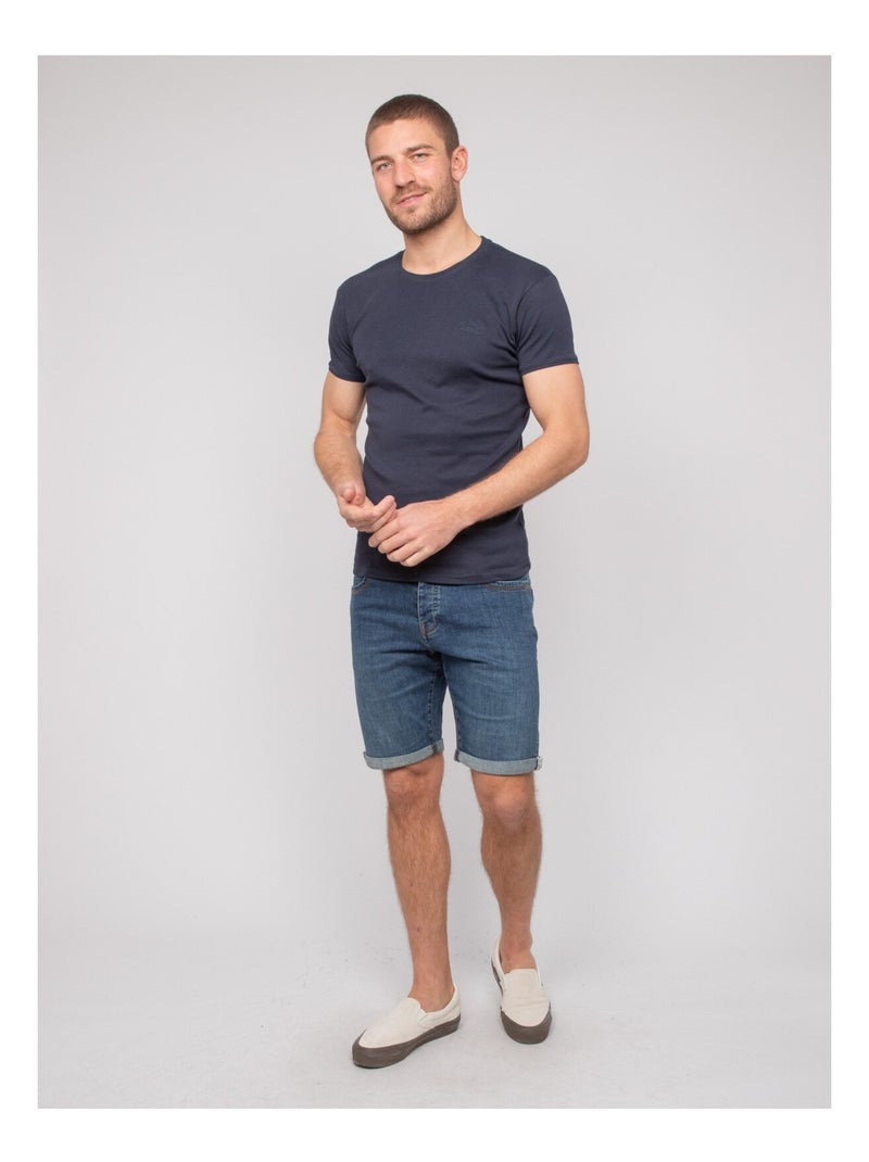 T shirt col rond coton warlof Bleu marine - Kiabi