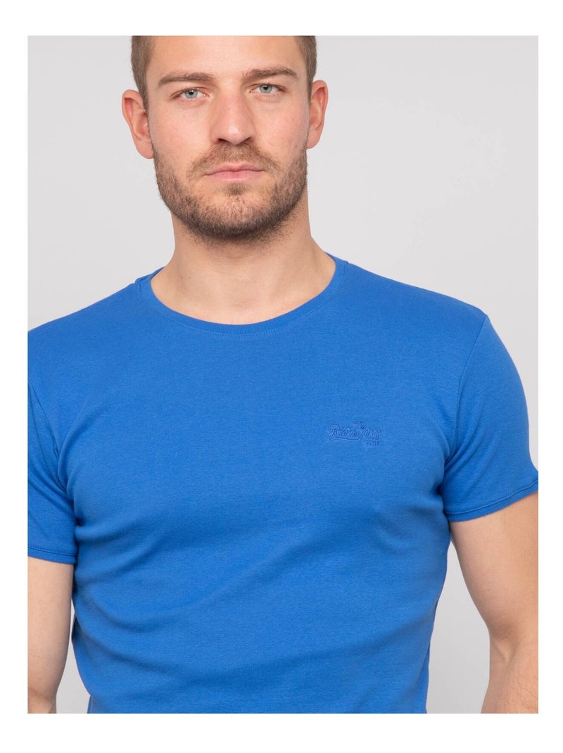 T shirt col rond coton warlof Bleu roi - Kiabi