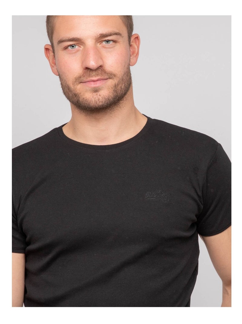 T shirt col rond coton warlof Noir - Kiabi