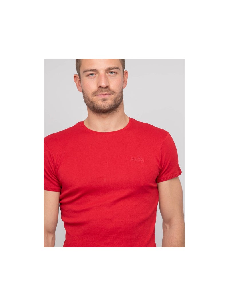 T shirt col rond coton warlof Rouge - Kiabi
