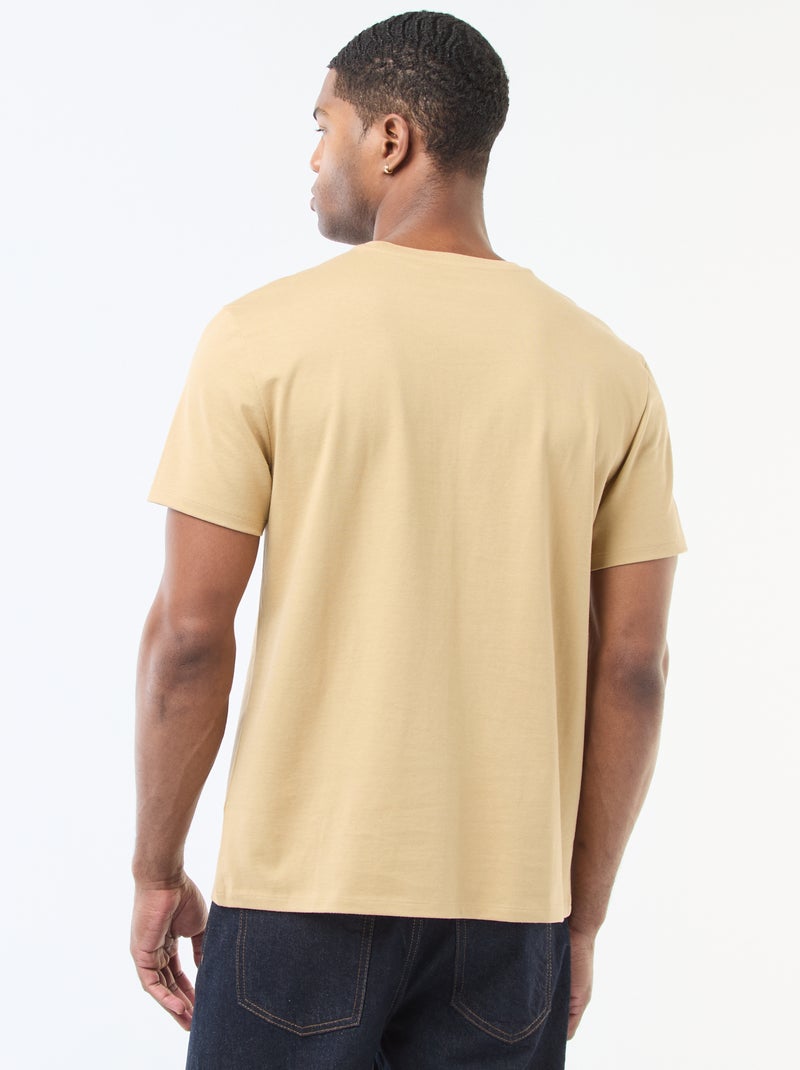 T-shirt ? col rond en coton - Tough Cotton? Beige - Kiabi