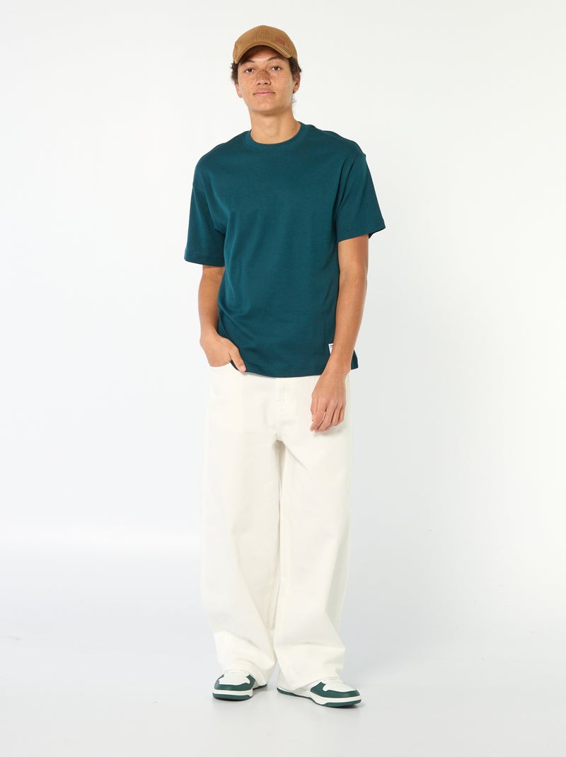 T-shirt col rond en coton Bleu - Kiabi