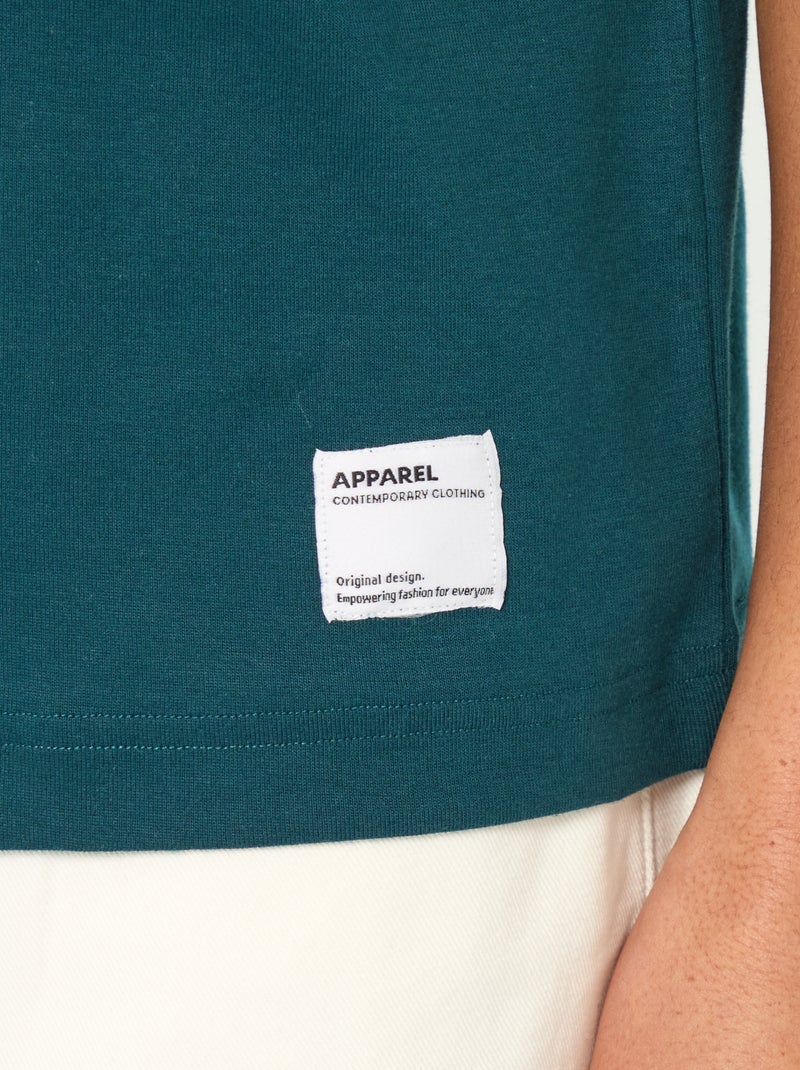 T-shirt col rond en coton Bleu - Kiabi