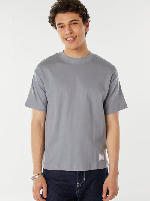 T-shirt col rond en coton - Kiabi