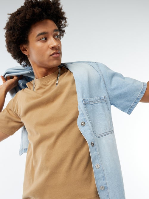 T-shirt col rond en coton - Kiabi