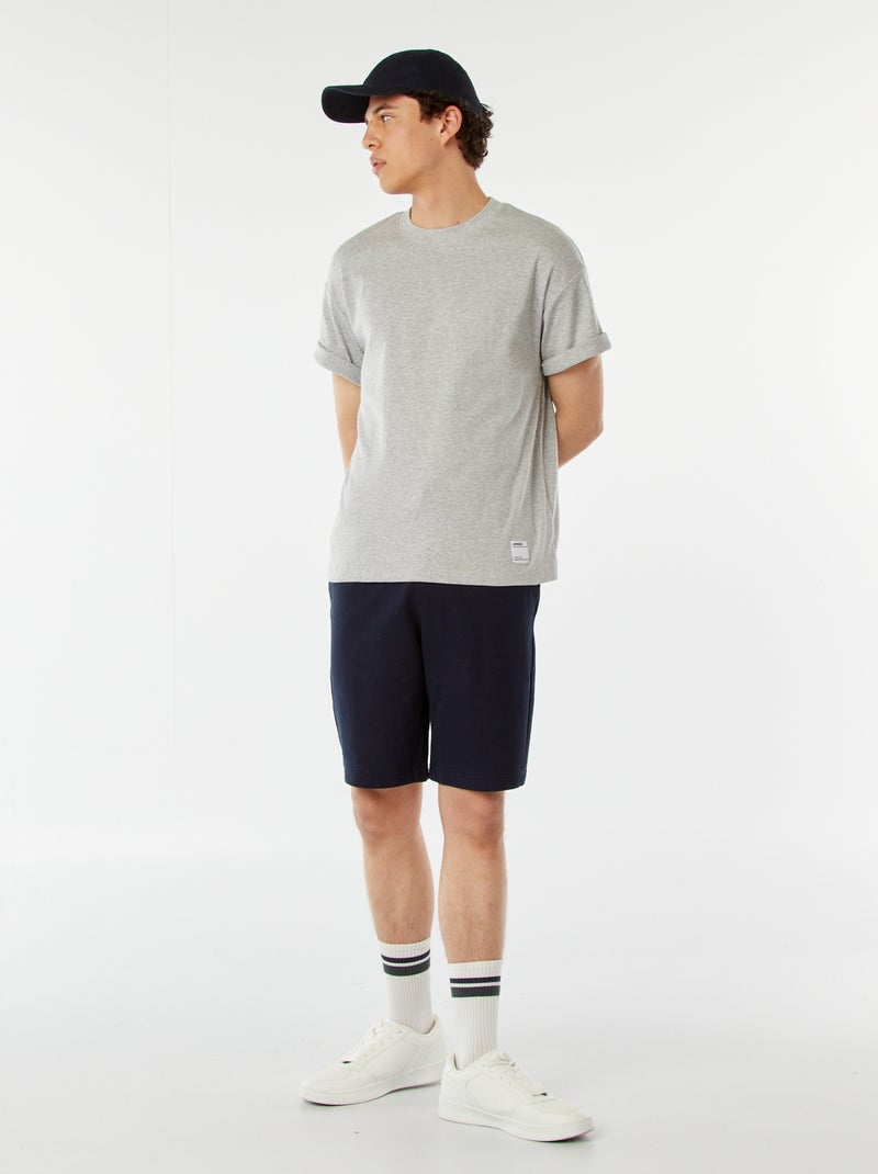 T-shirt col rond en coton Gris - Kiabi