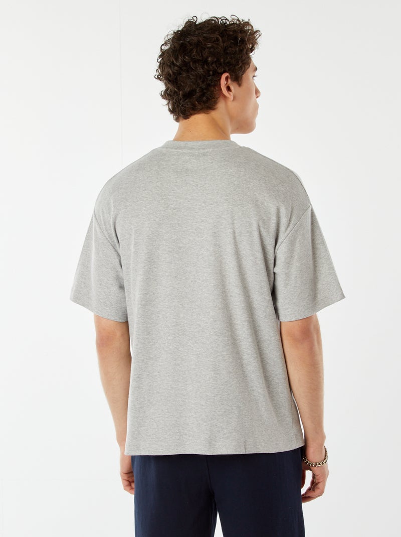 T-shirt col rond en coton Gris - Kiabi