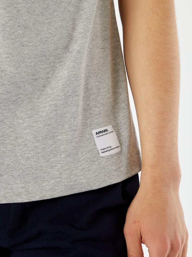 T-shirt col rond en coton Gris - Kiabi