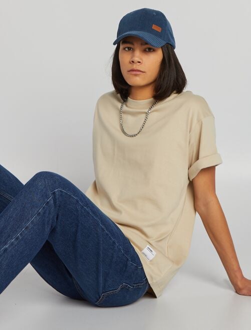 T-shirt col rond en coton - Kiabi