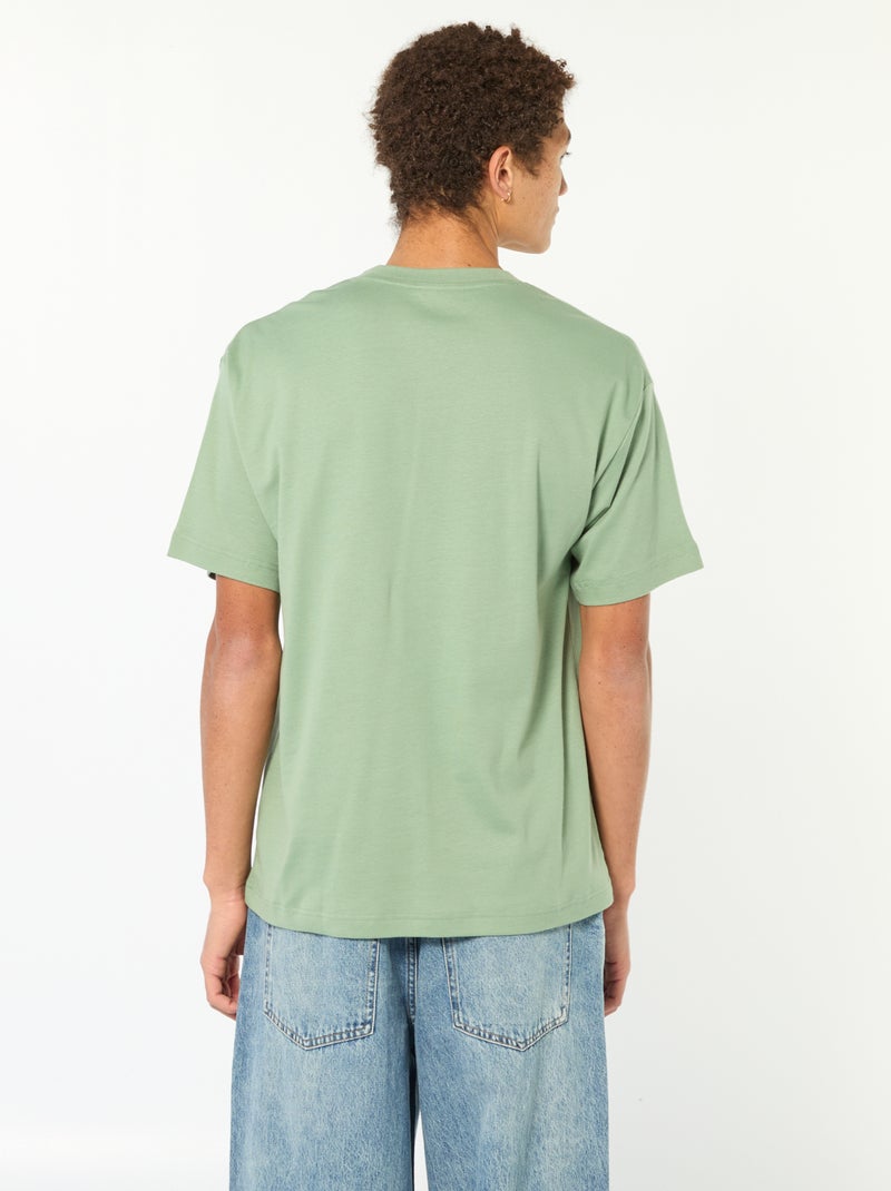 T-shirt col rond en coton Vert - Kiabi