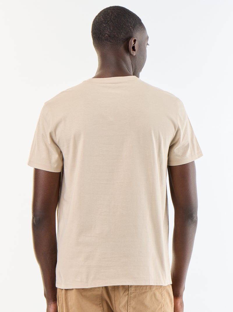 T-shirt col rond homme en jersey uni Beige - Kiabi