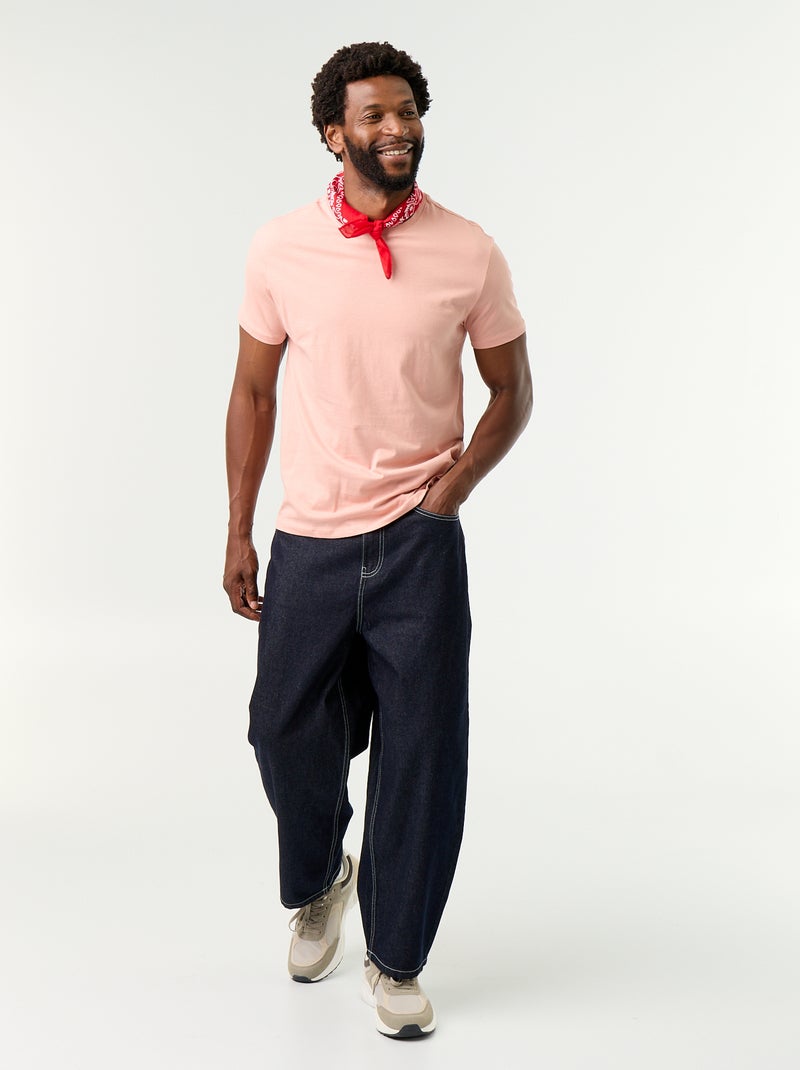 T-shirt col rond homme en jersey uni Rose - Kiabi
