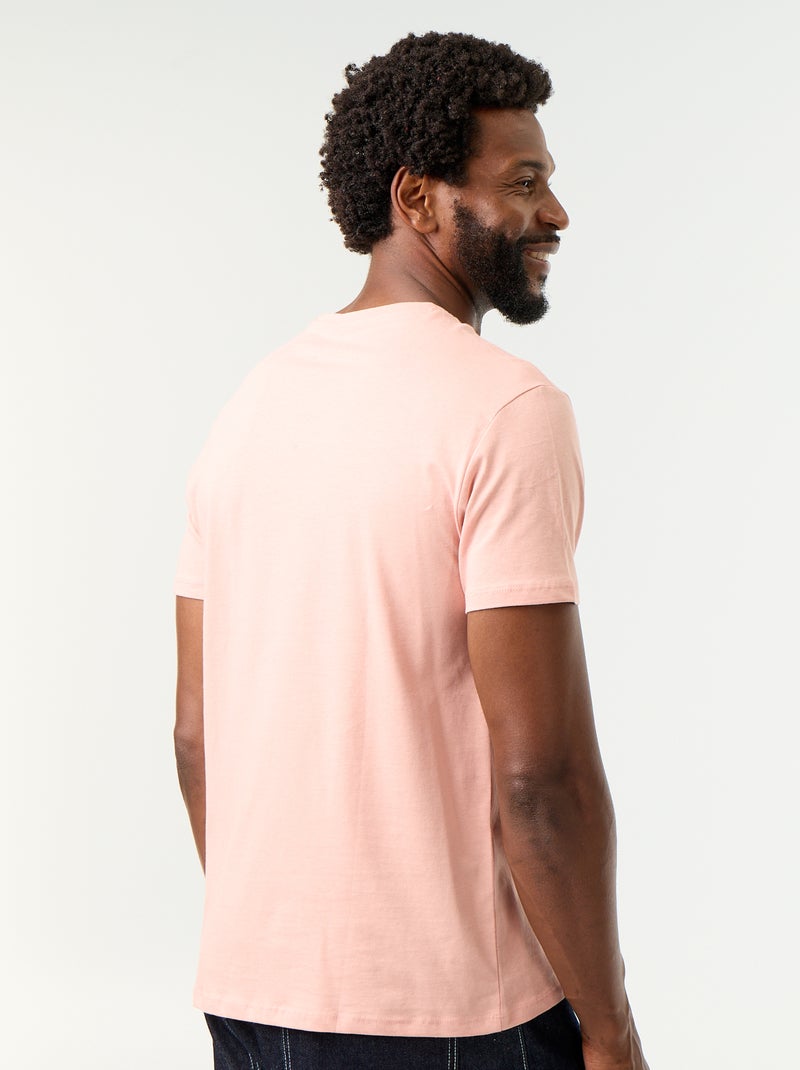 T-shirt col rond homme en jersey uni Rose - Kiabi
