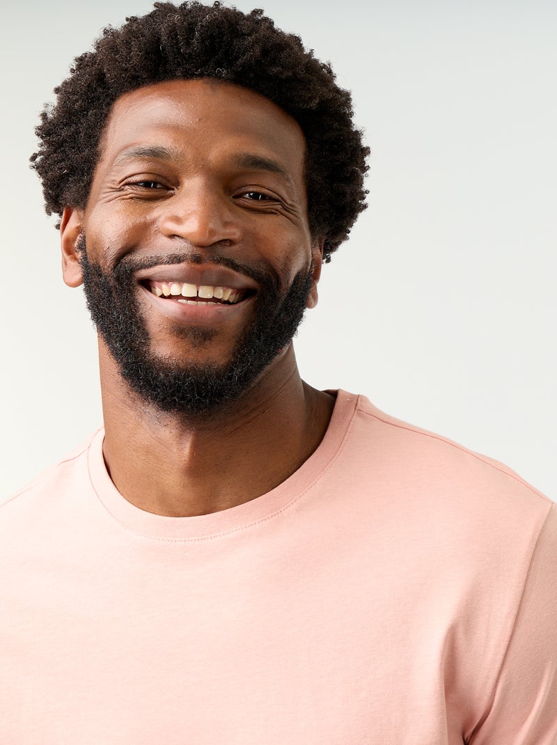T-shirt col rond homme en jersey uni Rose - Kiabi