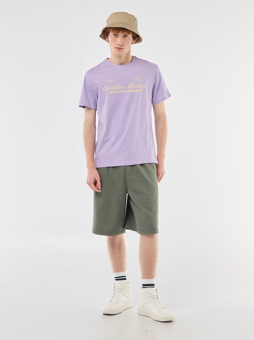 T-shirt col rond imprimé en coton - Kiabi