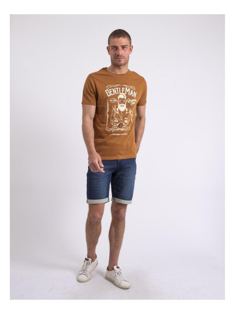 T-shirt col rond nagori Marron caramel - Kiabi