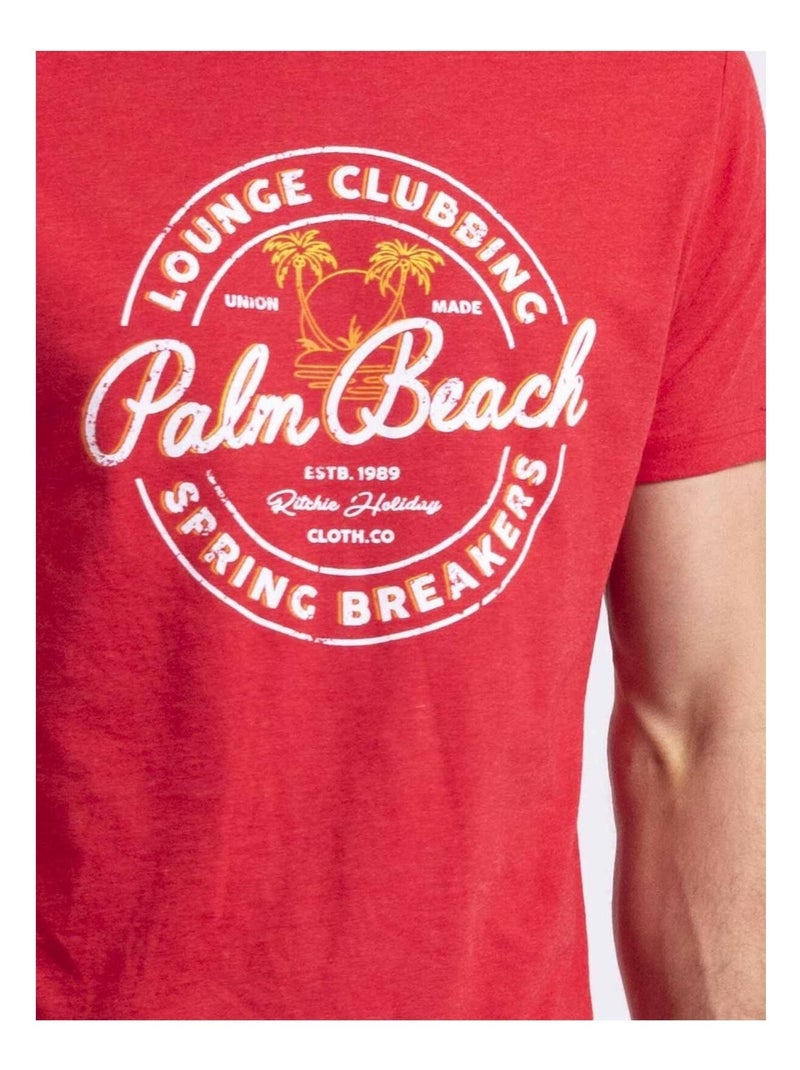 T-shirt col rond nakiwok Rouge - Kiabi