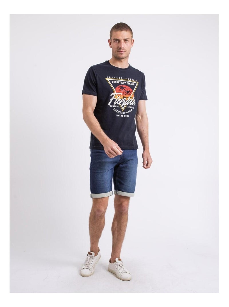 T-shirt col rond nilipack Bleu marine - Kiabi