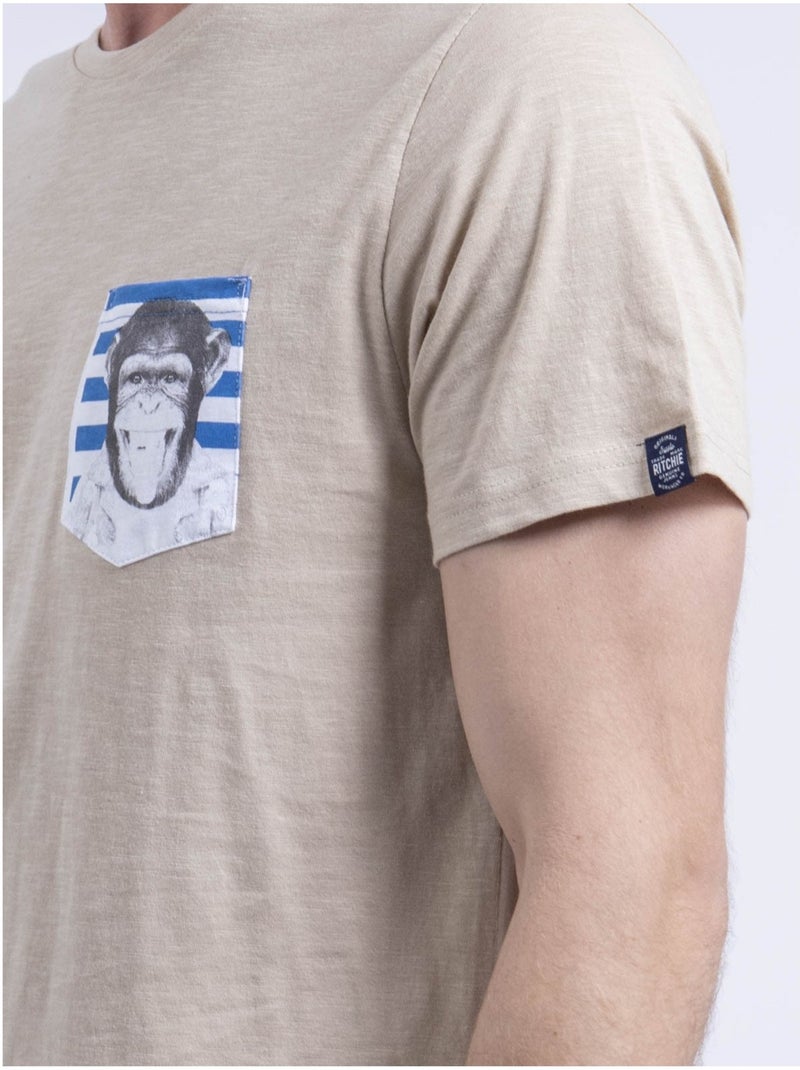 T-shirt col rond ninjatol Beige - Kiabi