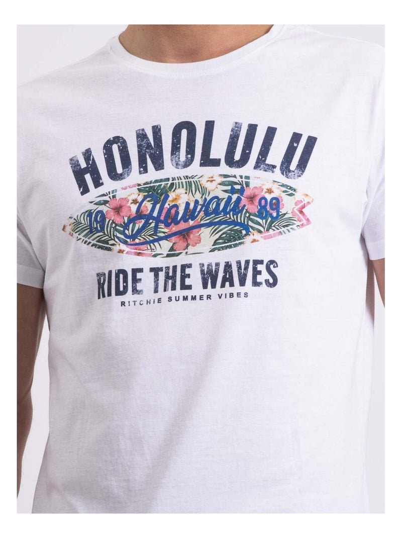 T-shirt col rond niroulio Blanc - Kiabi