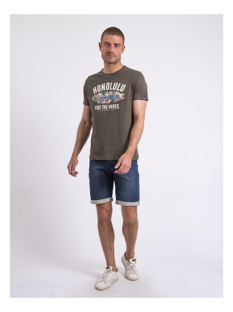 T-shirt col rond niroulio Kaki - Kiabi