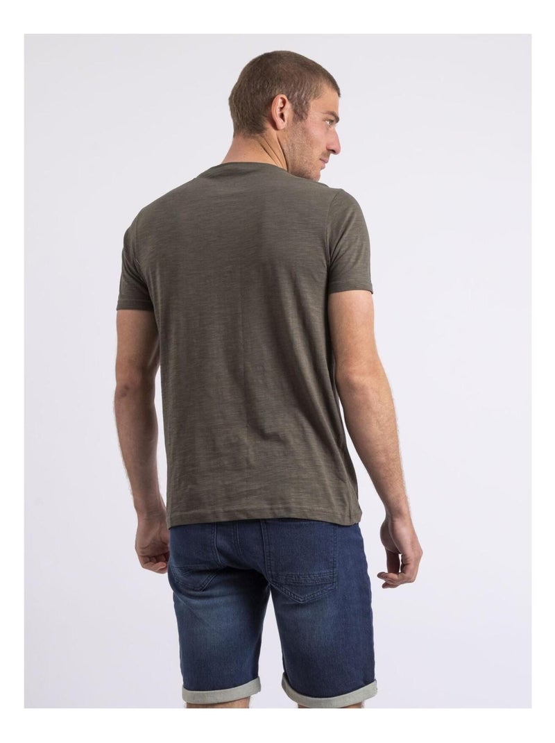 T-shirt col rond nololand Kaki - Kiabi