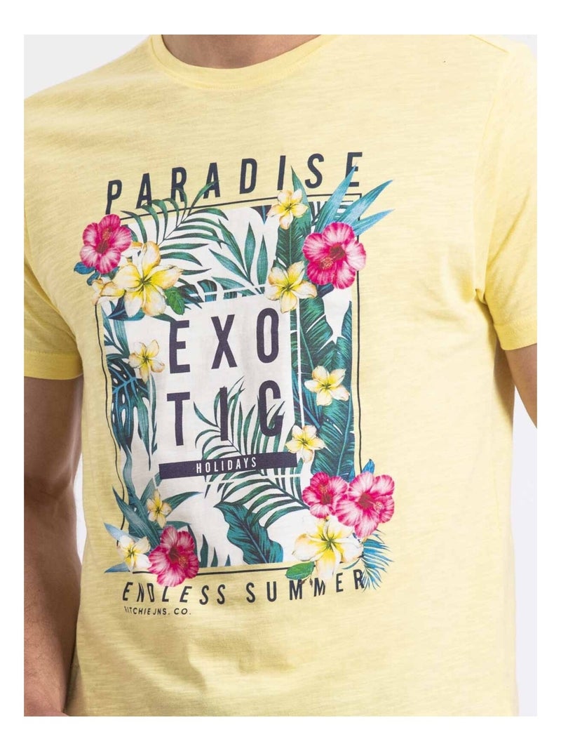 T-shirt col rond nopajoux Jaune - Kiabi