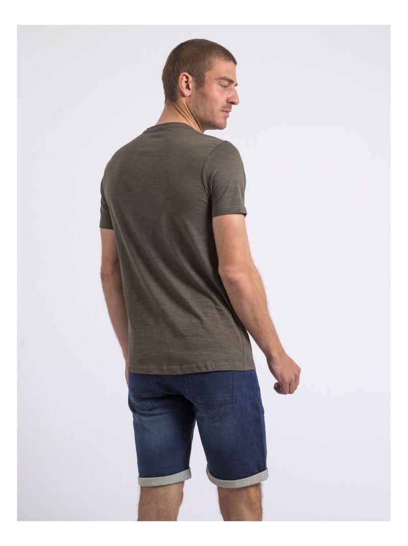 T-shirt col rond nopajoux Kaki - Kiabi