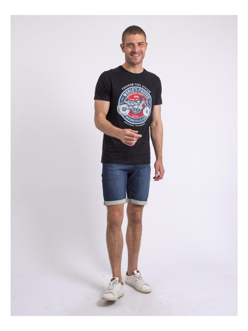 T-shirt col rond noucas Noir - Kiabi
