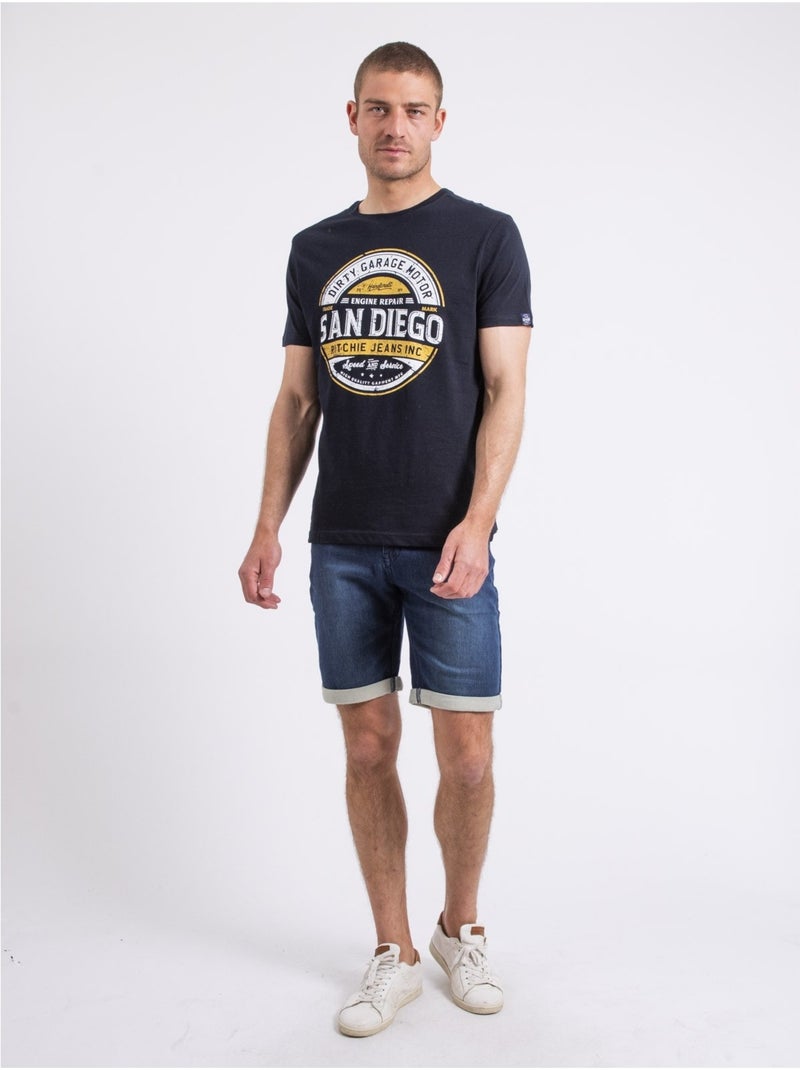 T-shirt col rond noumars Bleu marine - Kiabi