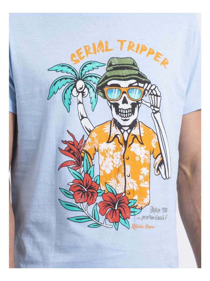 T-shirt col rond nulrik Bleu ciel - Kiabi