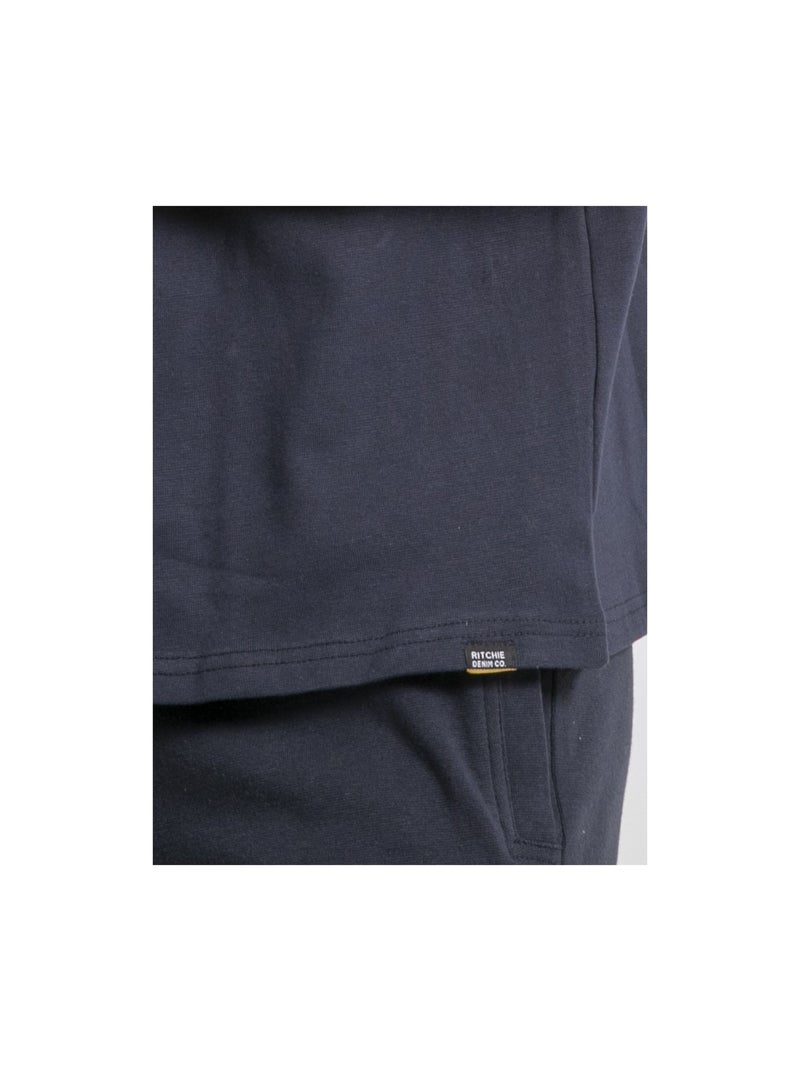 T-shirt col rond oversize pur coton nobuka Bleu marine - Kiabi