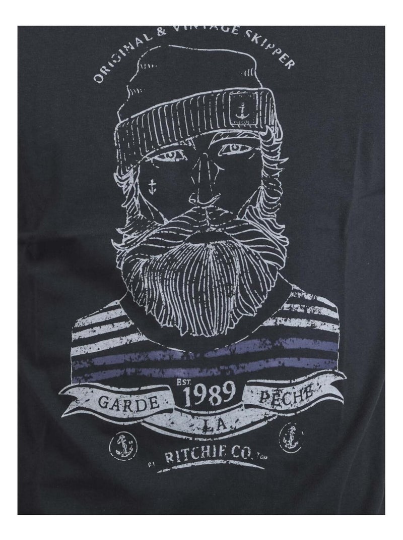 T-shirt col rond pur coton jabrun Bleu marine - Kiabi
