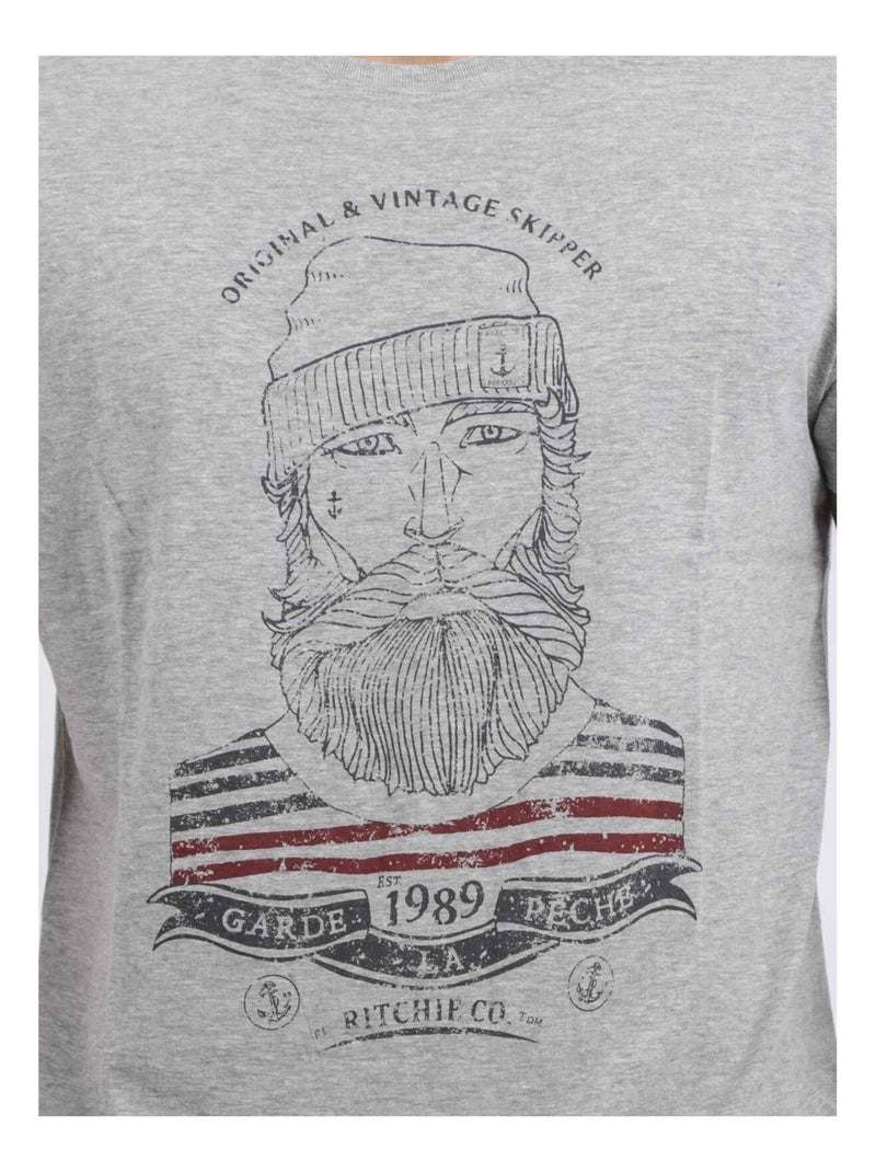 T-shirt col rond pur coton jabrun Gris - Kiabi