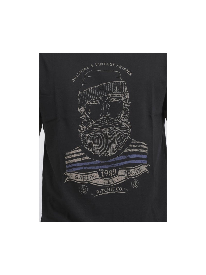 T-shirt col rond pur coton jabrun Noir - Kiabi
