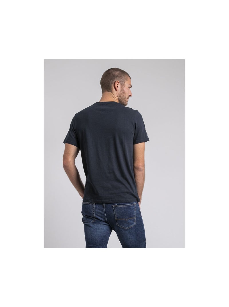 T-shirt col rond pur coton jacoski Bleu marine - Kiabi